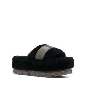 UGG Black Fuzzy Slide with Translucent Lug Sole